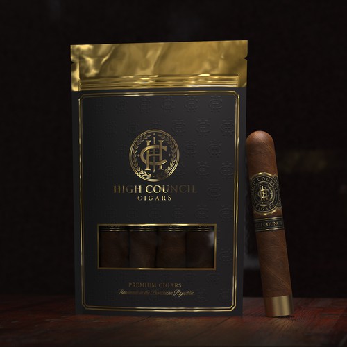 Design with the title 'High Council cigar packaging design'