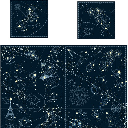 Male design with the title 'Selestial map design for partner bed linen'