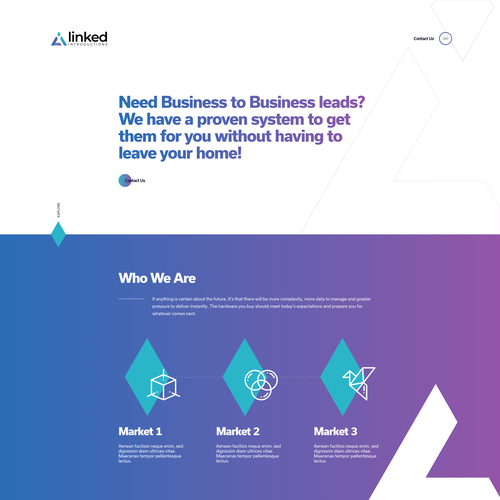 White website with the title 'Linked Introductions landing page'