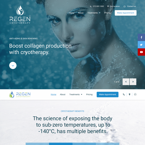 Homepage website with the title 'Website for Cryotherapy business'
