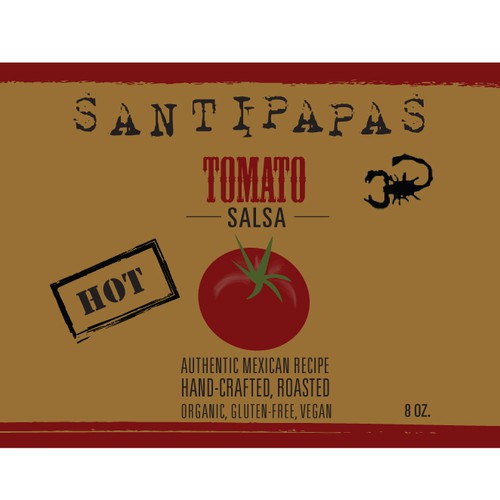 Print label with the title ' Santipapas salsa label'