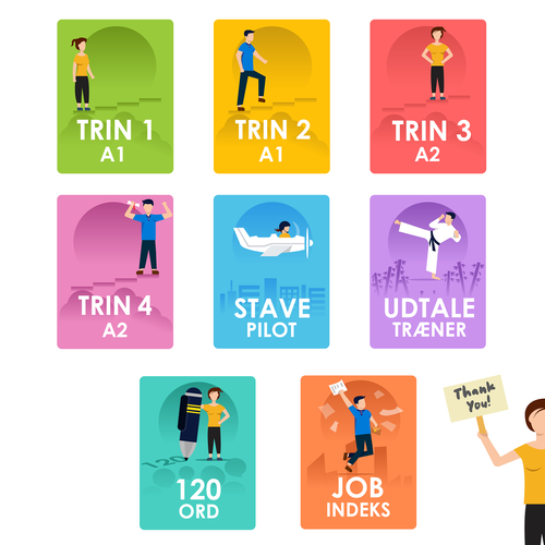 Teacher design with the title ' 8 Buttons for a language application'