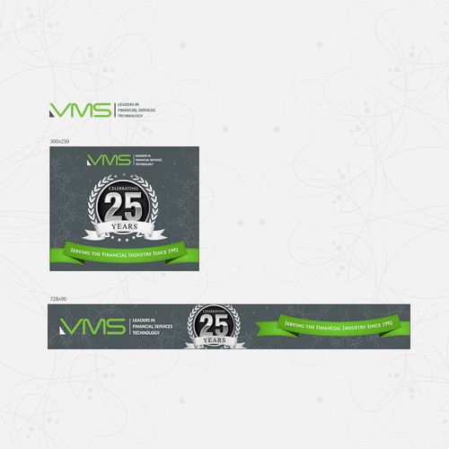 Celebration design with the title 'Banner design for VMS 25th Anniversary'