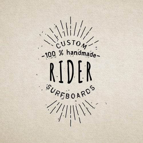 Surfboard design with the title 'Rider Surfboards is looking for a face-lift with a fresh, appealing logo'