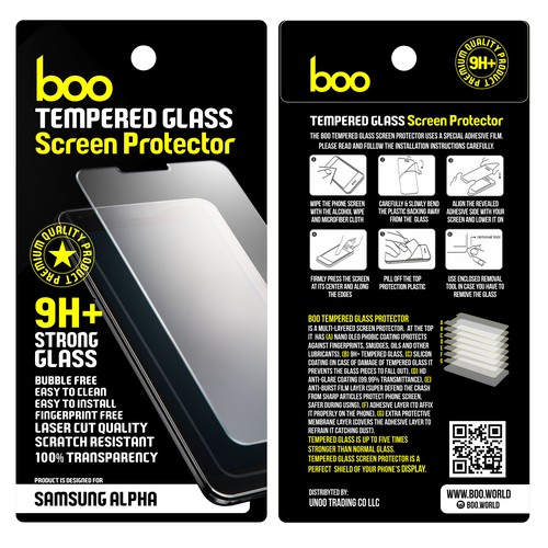 Screen design with the title 'Phone screen protector pachage'