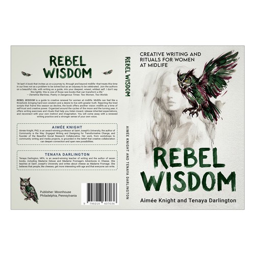 Creative book cover with the title 'Rebel Wisdom: Creative Writing and Rituals for Women at Midlife'
