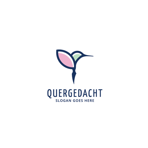 Hummingbird logo with the title 'Logo concept for Quergedacht'