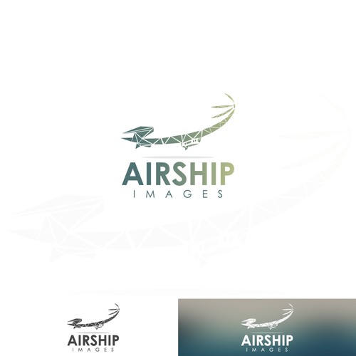 Airship design with the title 'Negative space logo for Game Art Outsourcing Studio'