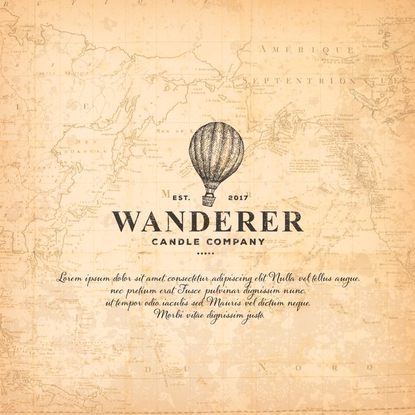 Hot air balloon logo with the title 'Wanderer Candle Company'