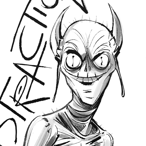 Monster artwork with the title 'Sketch for a set of cards'