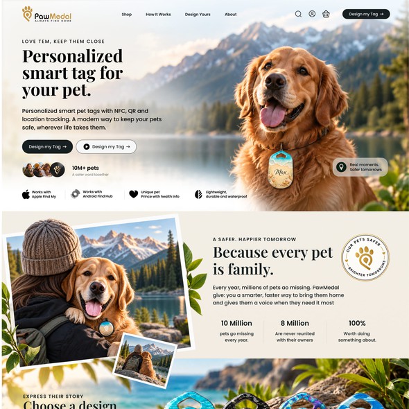 Creative website with the title 'Paw Medal'