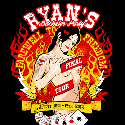 Gambling design with the title 'T-shirt Design for a Bachelor Party'
