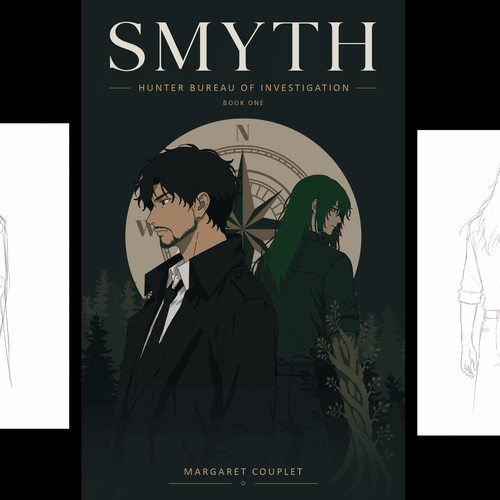 Detective book cover with the title 'SMYTH Hunter Bureau of Investigation - Book Cover'
