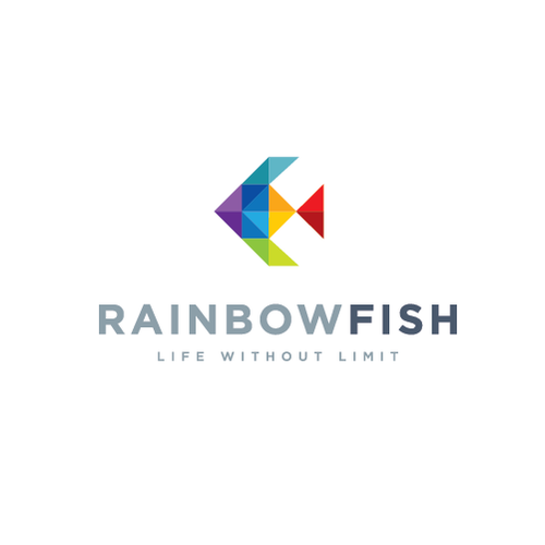 Fish design with the title 'Modern & geometric, colorful fish logo'