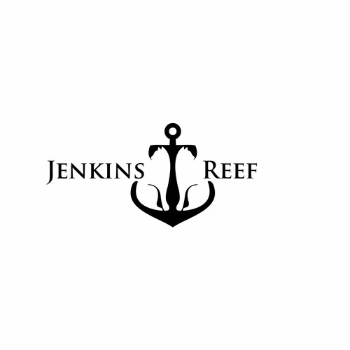 Anchor logo with the title 'Two cats as a logo for a boat'