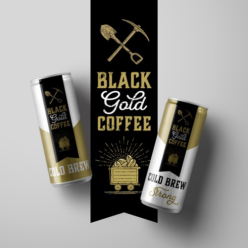 Black and gold logo with the title 'Logo for a coffee roaster'