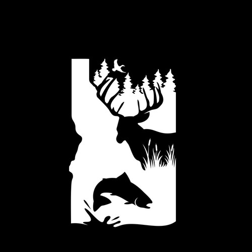 Fish logo with the title 'bold image that represents Wildlife Conservation in Idaho.'