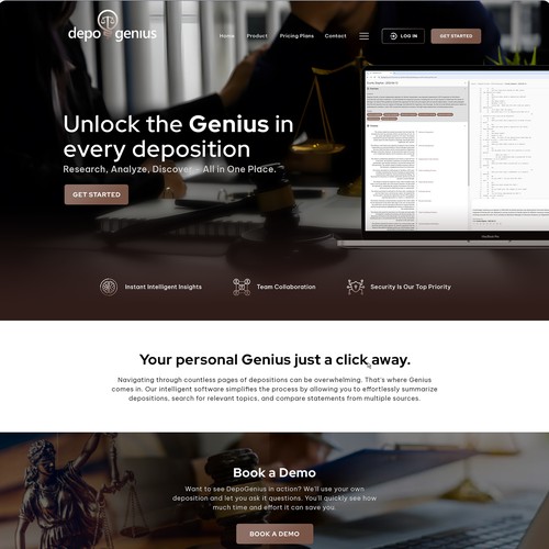 Artificial intelligence website with the title 'DepoGenius'