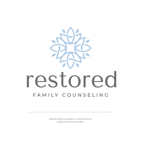 Lotus design with the title 'Restored Family Counseling'