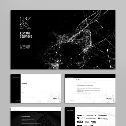 Background design with the title 'Sleek PPT Template for Kensium Solutions'