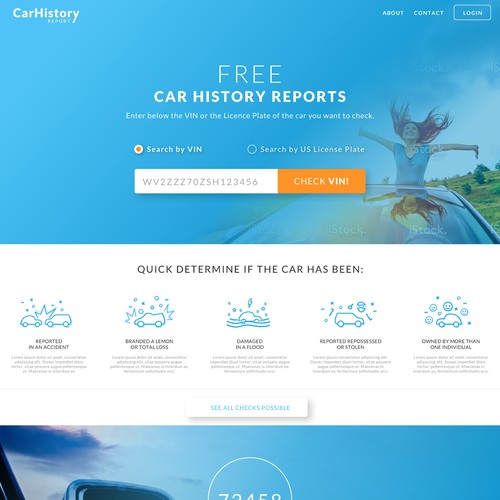 Car website with the title 'Car reporting - responsive website'