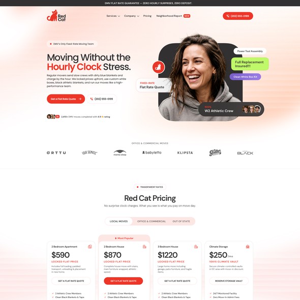 Creative website with the title 'Homepage design for Red Cat. A brand built to be remembered..'
