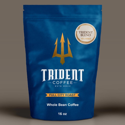 Shop packaging with the title 'Trident Coffe'