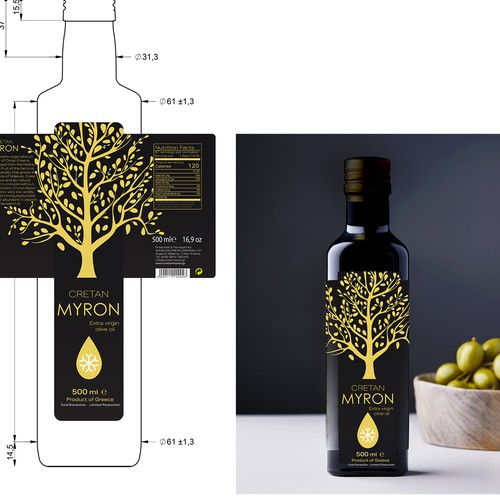 Olive oil label with the title 'Olive oil'