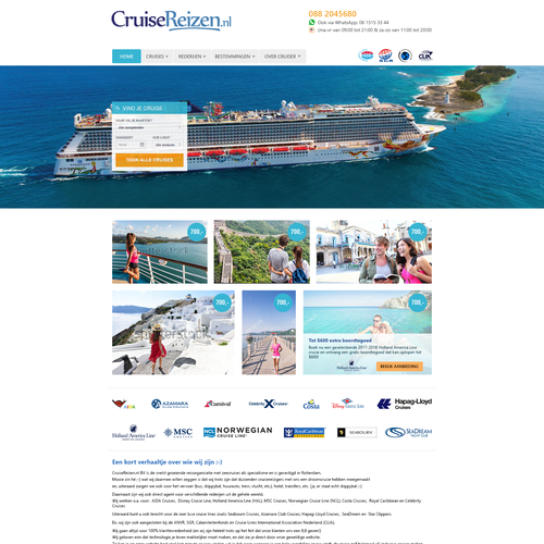 Travel website with the title 'CruizeReizen webpage redesign concept'