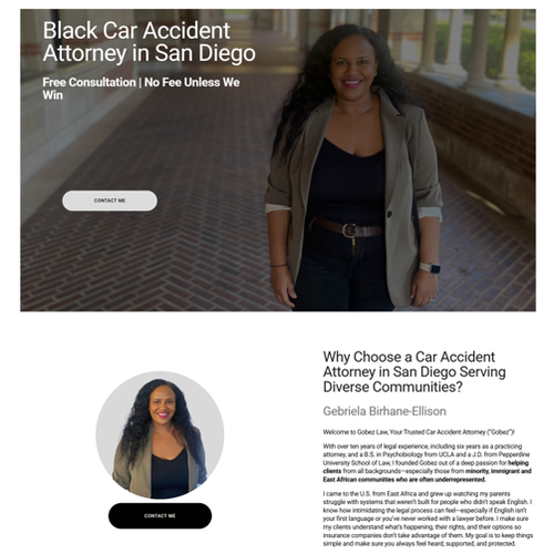 Website with the title 'Optimisation of black car accident attorney in San Diego'