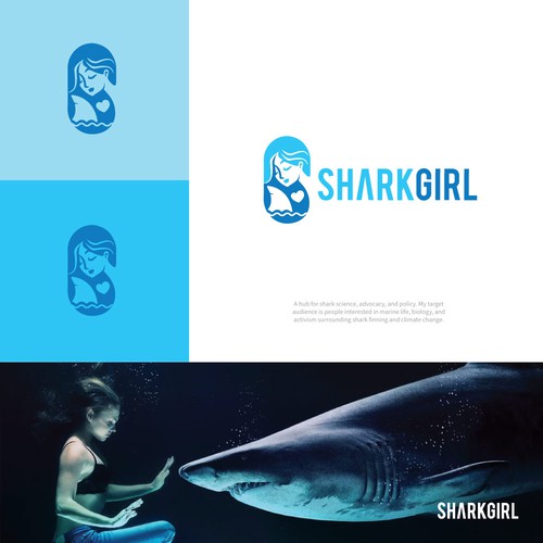 Woman face logo with the title 'SharkGirl'