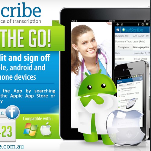 Android design with the title 'OzeScribe needs a new postcard or flyer'