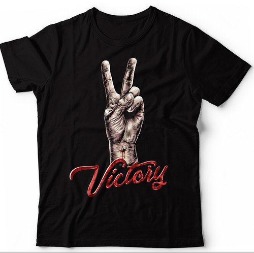 Hand t-shirt with the title 'Victory'
