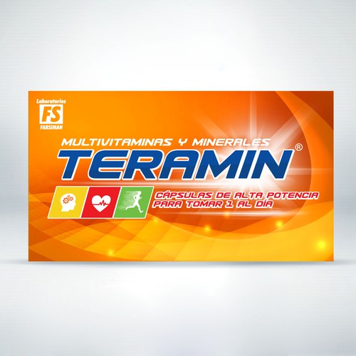 Pills packaging with the title 'Multivitaminas Teramin'
