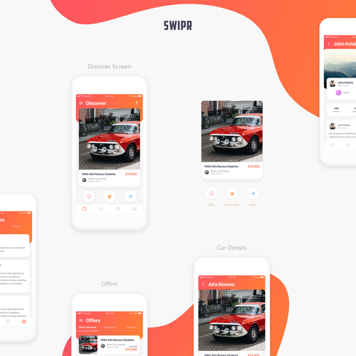 Profile design with the title 'Stunning Car App'