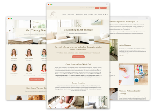 Group design with the title 'Warm and inviting therapy group website '