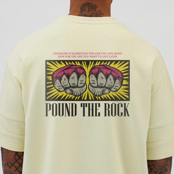 Streetwear t-shirt with the title 'Boxing fist illustration for PoundTheRock'
