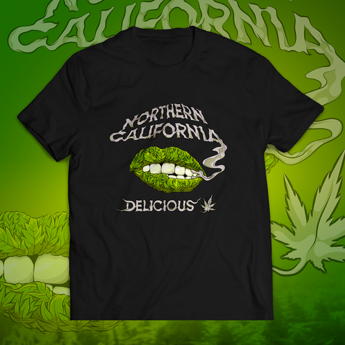 California t-shirt with the title 'Illustration - theme marijuana | California'