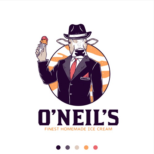Gangster logo with the title 'Logo concept for O’Neil’s Finest Homemade Ice Cream'