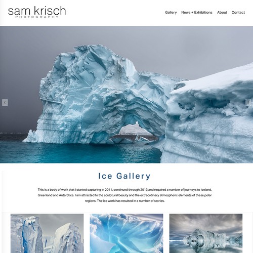 Photography website with the title 'Sam Krisch Website'