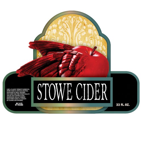 Apple label with the title 'Create a hard cider label for champagne size green bottle'