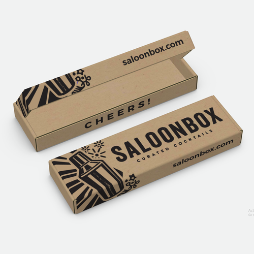 Liquor packaging with the title 'Saloonbox'