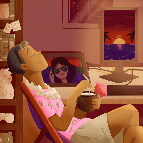 Beach artwork with the title 'PostCard Concept'