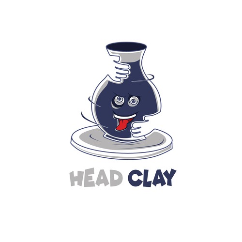 Vase logo with the title 'Cartoon logo for Clay Head'