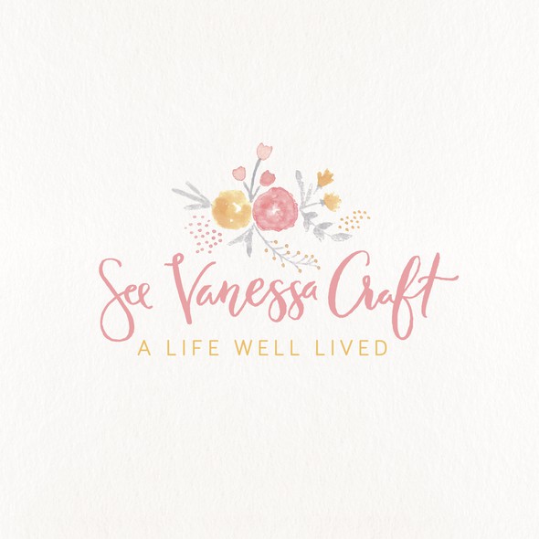 DIY design with the title 'Feminine hand painted logo for a blog'