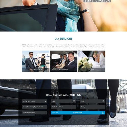 Homepage website with the title 'Landing Page Design for GPU Chauffeur'