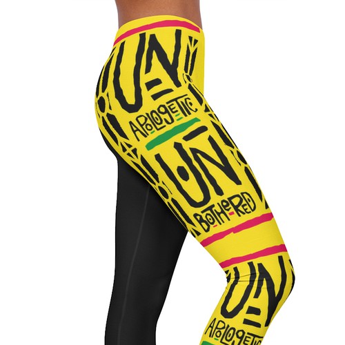 Ethnic design with the title 'Bold Handlettered Legging Design'