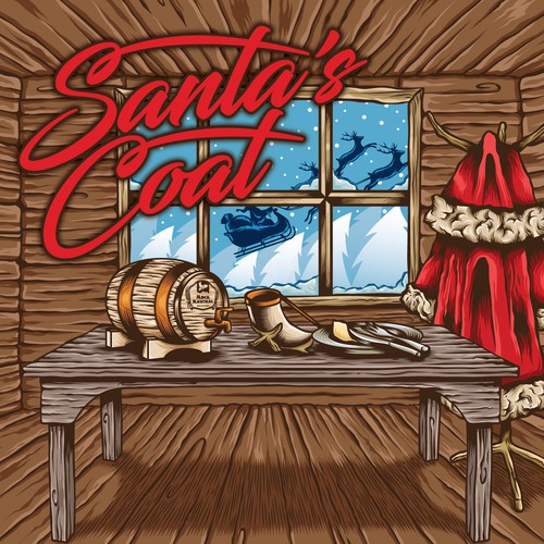 Beer label with the title 'santas coat beer label'