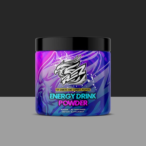 Gamer design with the title 'Energy Drink Powder'