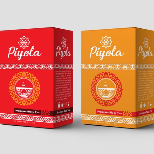 Tea label with the title 'Piyola tea packaging design and product-Logo'